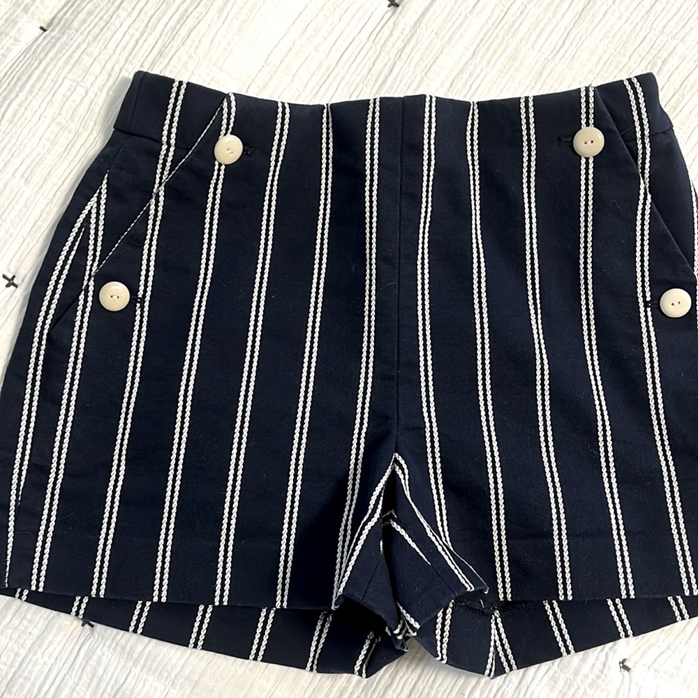 J.Crew high rise navy blue white stripe sailor short w/pockets sz 2